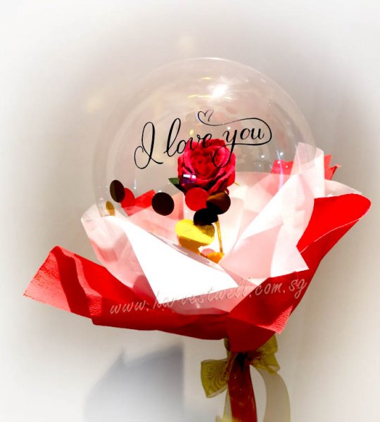 I Love You Personalized Red Rose Balloon Handheld Bouquet I Love You Personalized Red Rose Balloon Handheld Bouquet